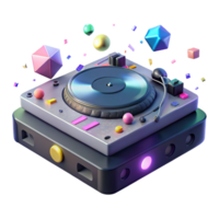 impressive minimalist Dj Turntable Side View Isolated high resolution png