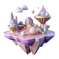 wonderful abstract Dreamlike Landscape with Floating Islands Cutout Transparent Background genuine png