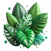 serene rustic Emerald Green Tropical Leaves with Lush Foliage Cutout professional png