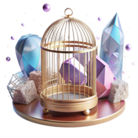 wonderful rustic Empty Birdcage Transparent Background with Open Door professional png