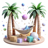 beautiful classic Empty Hammock Between Palm Trees Cutout high quality png