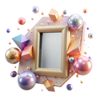 dramatic vintage Empty Picture Frame Front View with Gold Trim Isolated original png