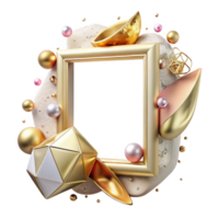 serene contemporary Empty Picture Frame with Golden Border Transparent Background detailed png