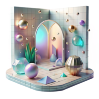 serene vintage Empty Room with a View of Another World Cutout Transparent Background genuine png