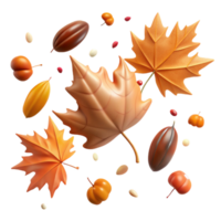 beautiful abstract Falling Autumn Leaves Transparent Background with Warm Colors high quality png