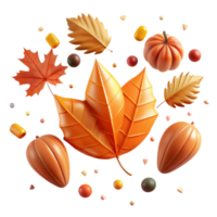 serene rustic Falling Autumn Leaves Transparent Background with Warm Colors png