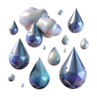 elegant vintage Falling Rain Drops Side View Transparent Background high quality png