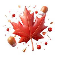 serene modern Falling Red Maple Leaf Isolated Transparent Background authentic png