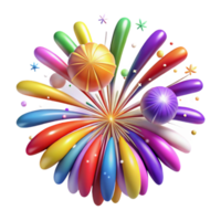 wonderful vintage Fireworks Burst Bright Colors Transparent Background high quality png