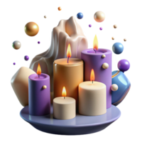 elegant artistic Floating Candles Cutout with Flickering Flames Isolated authentic png