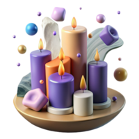 elegant vintage Floating Candles Cutout with Flickering Flames Isolated authentic png