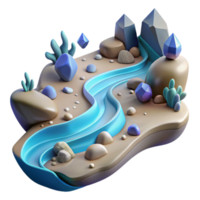 magnificent modern Flowing River Cutout with Rocks and Water authentic png