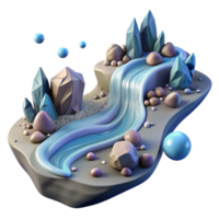 elegant artistic Flowing River Cutout with Rocks and Water high quality png
