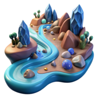 wonderful abstract Flowing River Cutout with Rocks and Water original png