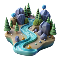 wonderful minimalist Flowing River Through Forest Element original png