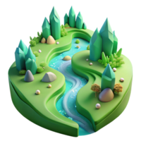 serene modern Flowing River Through Green Forest Element original png
