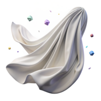beautiful modern Flowing White Curtain Blown by Wind Isolated high resolution png