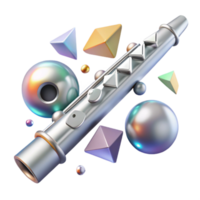 serene abstract Flute Silver Plated Side View Transparent Cutout high resolution png
