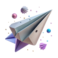 elegant artistic Flying Paper Airplane Side View Isolated high resolution png