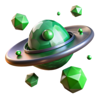 beautiful abstract Flying Saucer with Green Glow Isolated Element authentic png