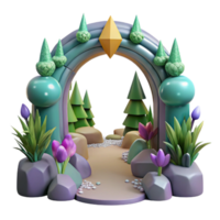 serene vintage Forest Pathway Arch Transparent Background Isolated Element professional png