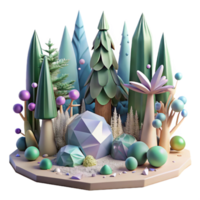 extraordinary creative Forest Scene Cutout with Trees and Bushes authentic png