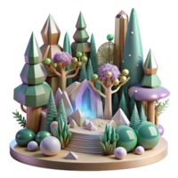 vibrant creative Forest Scene Cutout with Trees and Bushes genuine png