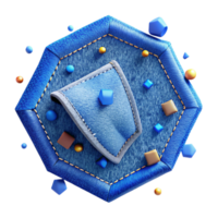 impressive abstract Frayed Denim Patch with Blue Stitching Isolated high resolution png