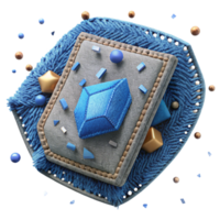 elegant abstract Frayed Denim Patch with Blue Stitching Isolated high resolution png