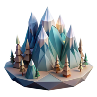 magnificent minimalist Geometric Mountains with Low Poly Trees Cutout Element authentic png