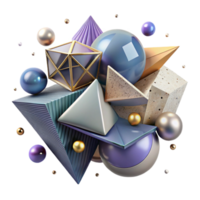 stunning artistic Geometric Shapes Morphing Isolated on Transparent Background genuine png