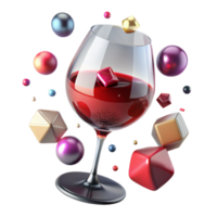 stunning artistic Glass of Red Wine with Stem Transparent Background Isolated high quality png