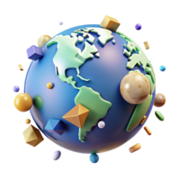 dramatic minimalist Globe Cutout with Detailed Continents Transparent Background detailed png