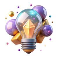 vibrant minimalist Glowing Light Bulb Isolated with Yellow Filament original png