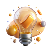dramatic artistic Glowing Light Bulb Isolated with Yellow Filament authentic png