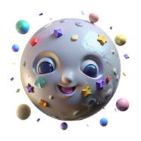 serene minimalist Glowing Moon with a Face in a Parallel Universe Isolated genuine png