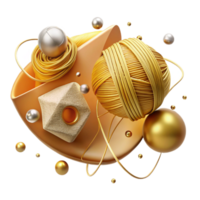 vibrant artistic Golden Thread Cutout on Transparent Background authentic png