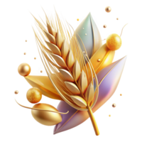 wonderful minimalist Golden Wheat Stalk Close Up Isolated png