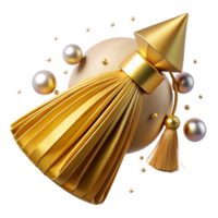 serene modern Gold Thread Tassel Cutout Elegant Design authentic png