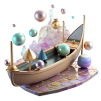 elegant classic Gondola on Water Transparent Background Isolated Element professional png
