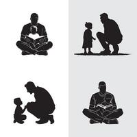 Silhouettes of Father and Child Sharing Meaningful and Loving Moments Together vector
