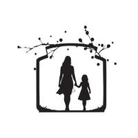 Mother and Daughter Silhouette A symbol of love, family and togetherness vector