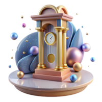 elegant traditional Grandfather Clock Cutout with Roman Numerals Isolated png