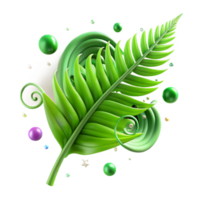 extraordinary artistic Green Fern Leaf Unfurling Transparent Background original png