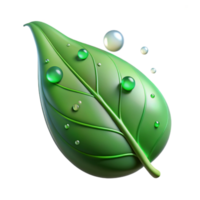 serene minimalist Green Leaf with Dewdrop Isolated Cutout exclusive png