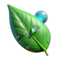 stunning minimalist Green Leaf with Dewdrop Isolated Cutout authentic png