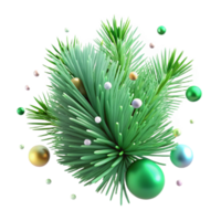 serene modern Green Pine Needle Transparent Background Element authentic png