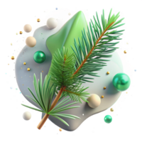 vibrant rustic Green Pine Tree Branch Snow Covered Cutout authentic png