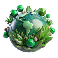 serene abstract Green Planet with Lush Vegetation Transparent Background premium png