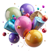 stunning modern Group of Colorful Balloons Floating Upwards Transparent Element detailed png